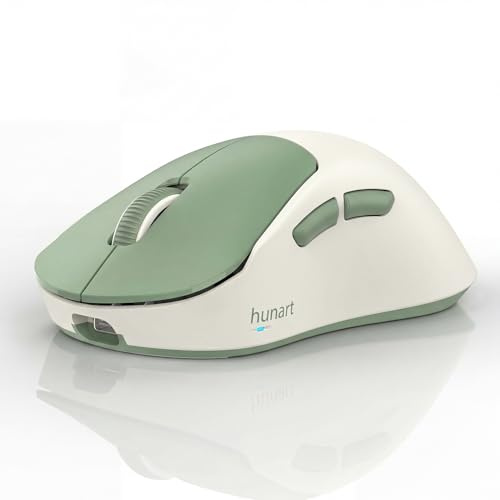 hunart H6 49g Wireless Mouse, Bluetooth & 2.4GHz, Rechargeable, Green