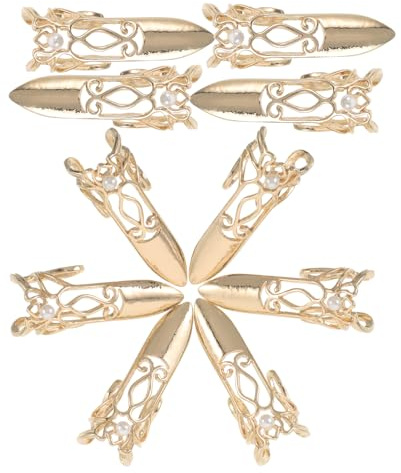 PENIKOKO 10 Anillos de Garra Dorados de Aleación de Zinc para Uñas Estilo Antiguo, Protectores de Dedos Ligeros y Ajustables para Cosplay y Espectáculos de Baile