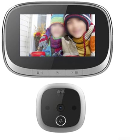 PureBowlic digital dörrvisare för 4,3 tums LCD-skärm, elektronisk titthålskamera, för mörkerseende och rörelsedetektion inspelning för hemsäkerhet, silver