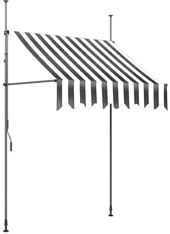 Infällbar vattentät uteplats markis – manuellt solskydd för utomhusbruk justerbar baldakin för terrassdörrar och fönster (C1 110,24 x 59 tum/280 x 150 cm)
