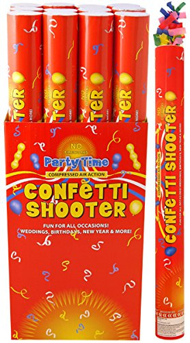 50cm Confetti Shooter Party Time. Pack of 12 Shooters
