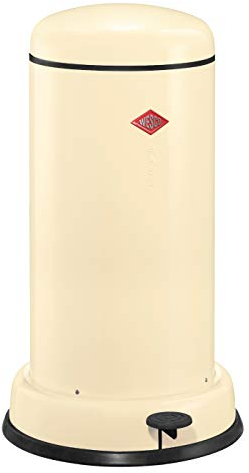 Wesco Baseboy Abfallsammler aus Edelstahl in der Farbe Mandel mit einem Volumen von 20 Litern - Mit Fußtritt, 38 x 38 x cm