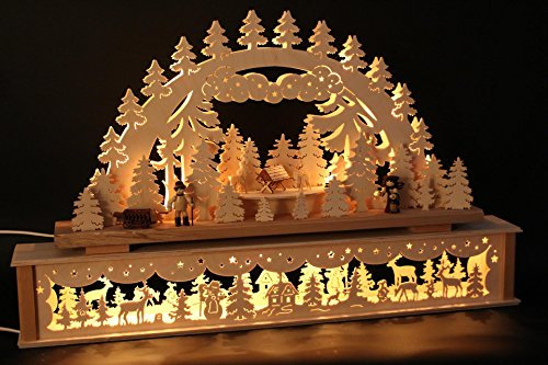 SchwibboLa 50 Verschiedene Original Erzgebirgischer Schwibbogen mit Erhöhung Lichterbogen XXL Verschieden Größen FREIE Auswahl (Motiv31: 72x45cm (BxH)