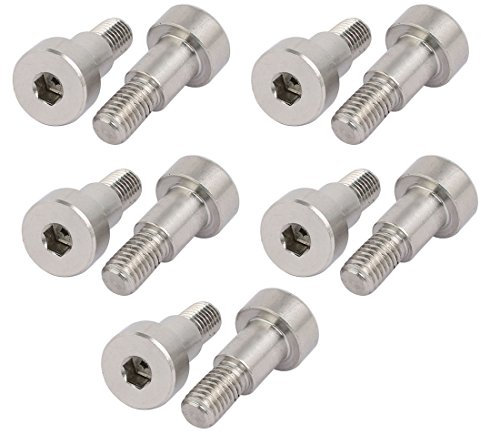 Sourcingmap 304 Stainless Steel Hex Socket Shoulder Bolt 10mm Shoulder Dia 12mm Shoulder Length M8 Thread 10pcs