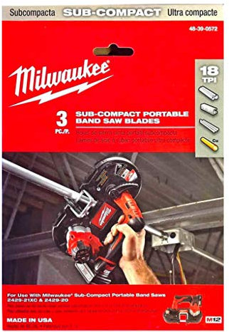 Milwaukee 48-39-0572 18 TPI Sub-Compact Portable Band Saw Blade, 3 Per Pack