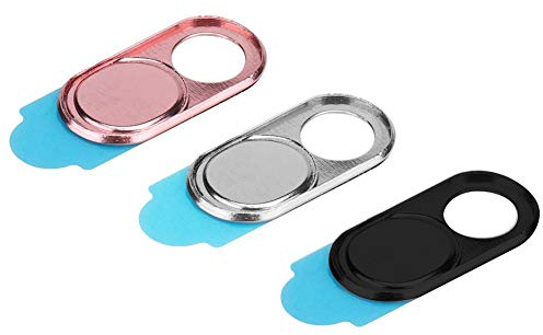 Kafuty Webcam Cover 3pcs Ultra Thin Metal Tapa de Objetivo Protectora Protección de Datos Seguridad Adecuado para Smartphones, tabletas, escritorios portátiles (Plata, Negro, Rosa Color)
