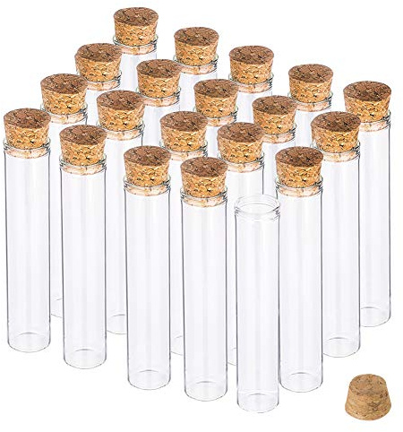 BENECREAT 20PCS 30ml Reagenzglas mit Korkstopfen Klar Flach Mini Glasflaschen Gläser für Labor, Partyartikel, Süßigkeiten, Kaugummi, Gewürze, Perlen