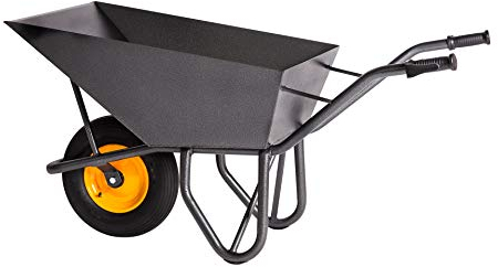 KELBERG Gebäude Schubkarre 120L | 250 kg | Baukarre Steinsetzer Schubkarre | 2,5 mm Stahl Mulde | Luftreifen mit Stahlfelge