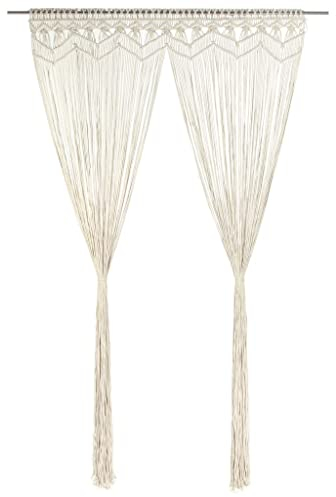 vidaXL Makramee Vorhang Handgefertigt Wandbehang Tapestry Türvorhang Dekovorhang Fenstervorhang Hochzeit Hintergrund 140x240cm Baumwolle