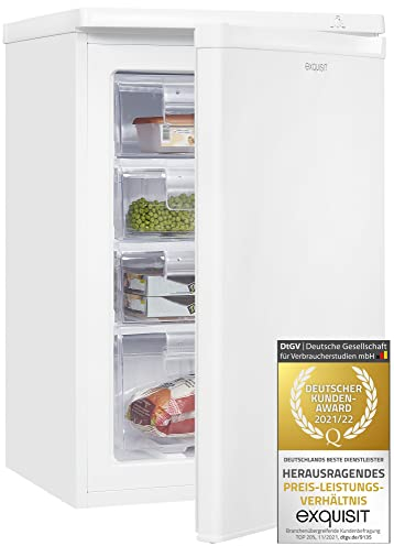 Exquisit Gefrierschrank GS80-040E weiss | Standgerät | 91 l Volumen | Weiß | Gefrieren | Türanschlag wechselbar | Gefrierschubladen