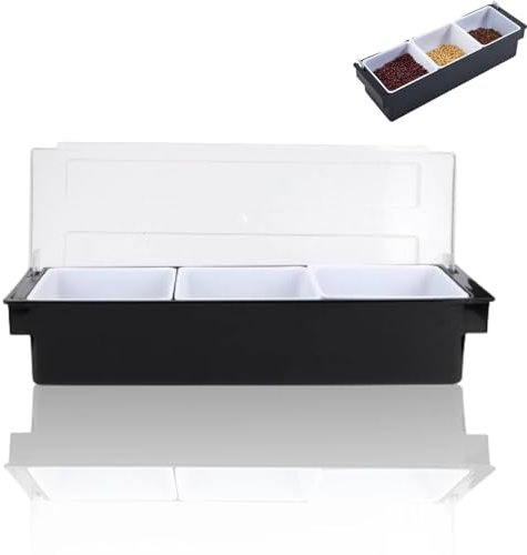 Seasoning Box with Lid, Spice Containers Bar Condiment Holder Condiment Jars for Spice Salt Sugar Cruet,Condiment Jars with Spoons(S)
