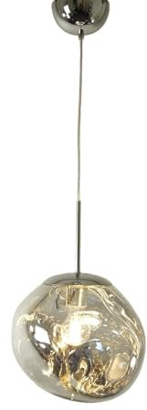 Dapo Moderne Decken-Pendel-Leuchte-Lampe ZYKLON Acrylglas 24x26,5cm, Fassung 1xE27 Hänge-Wohnraum-Leuchte-Lampe (Chromfarbig)