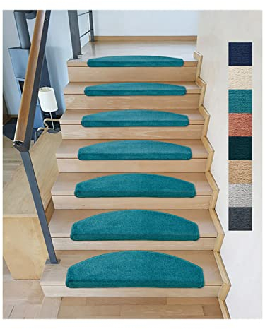 Kettelservice-Metzker Stufenmatten Sweet I weicher Treppenteppich Halbrund in versch. Farben I Farben Türkis 15 Stück