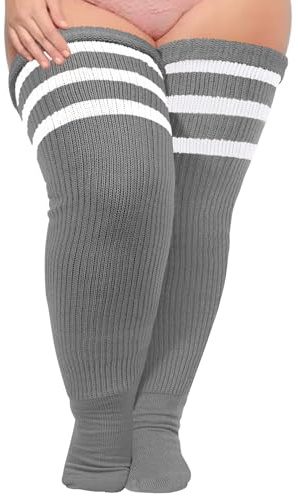 Lårhöga strumpor i plusstorlek för tjocka lår, extra långa och tjocka över knäna, benvärmare, stövelstrumpor, One size