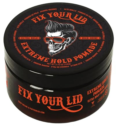 Fix Your Lid Extreme Hold Hair Pomade For Men - High Shine Water Based Hair Gel 3.75 oz - Easy To Wash Out