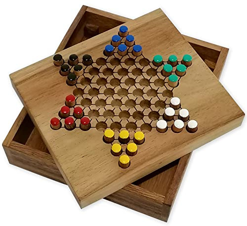 LEDELIRANT Dames Chinoises Jeu de société Familial en Bois Massif de 2 à 6 Joueurs. Fabrication Artisanale aux Normes CE. Dimensions 15 x 13 cm. Marque française Plateau refermable, Jeux de Voyage.