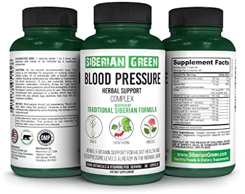 Siberian Green Blood Cardio Pressure Herbal Support - Hawthorn, Hibiscus, Garlic - 60 Capsules - Traditional Siberian Formula