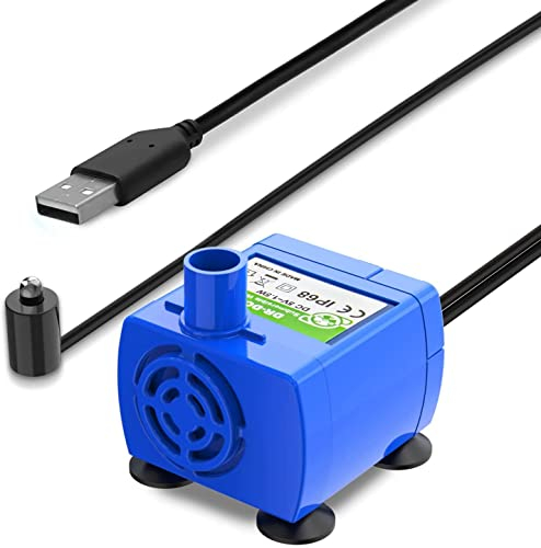 zalati Cat Water Fountain Pump Ultra Quiet Pet Fountain Pump with USB Port 6ft Power Cords LED Indicator Small Pump for Aquarium - Blue
