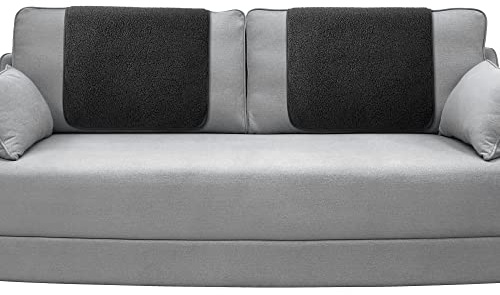 Frienda 2 Pieces Recliner Headrest Covers Sofa Headrest Protector Sherpa for Recliner Chair Couch Furniture Non Slip for Living Room(Black)