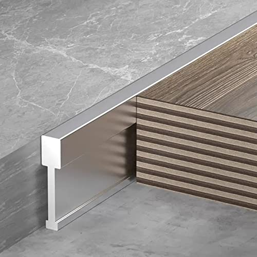 Übergangsleiste Übergangsprofil Silber Flacher Bodentrennstreifen Für Fliesen/ Holz/ Vinylplanken/ Laminat, Metall Aluminium Bodenspalt-Übergangsleiste Für Türen, Garagen, Restaurants Und Hotels ( Col