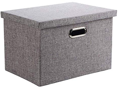 Wintao Aufbewahrungsbox mit Deckel, Faltbare Kisten Aufbewahrung Grau, Extra Groß 50 x 33 x 30 cm, 1 Stück