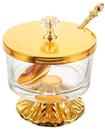 Angoily Bocal en Verre pour Sel avec Couvercle et Cuillère, Style Européen