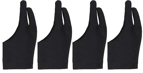 UKCOCO 4pcs Touch Gloves Drawing Artist Sketch Gloves Spandex Material Black for Tablet Use