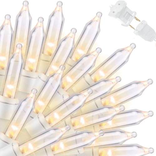 LAMPHOME Super-Bright Extendable Clear White Wire Christmas Lights Decoration 100Lights 19.6ft UL Certified Mini Bulb String Lights Set for Outdoor Christmas Tree Garden Holiday Patio Decor