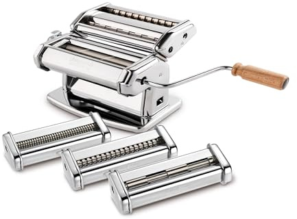 Imperia La Fabbrica della Pasta Ligne Gourmet. Coffret cadeau machine à pâtes avec accessoires. Fabriqué en Italie. Kit composé d'une machine à pâtes fraîches et trois coupes-pâtes réglables