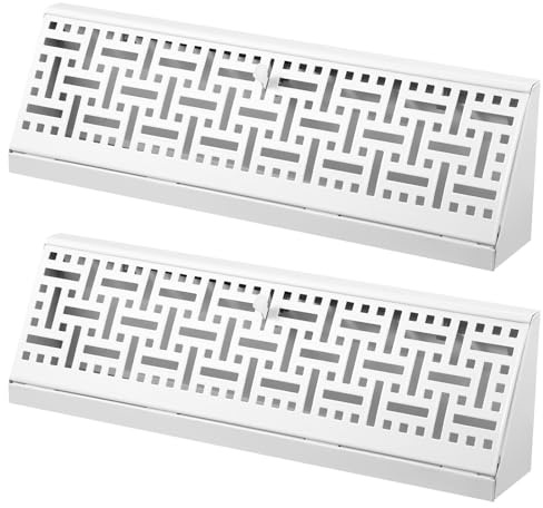 Landhoow 2 Pcs 15 Inch Baseboard Register Diffuser, Vent Covers for Home Floor Wall Baseboard Vent Covers Supply Floor Register Diffuser, White