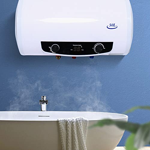 HINOPY 50 litri di stoccaggio elettrico dell'acqua calda 2 kW 220 V scaldabagno orizzontale scaldabagno con doccia e tubo flessibile per cucina bagno lavanderia