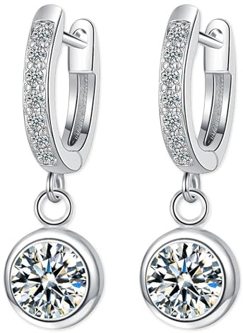 JUZICHEN Ohrringe Silber 925 Mit Zirkonia Anhänger Für Damen, Hypoallergene Ohrringe Creolen Damen Hochzeit Braut Für Frauen Mädchen