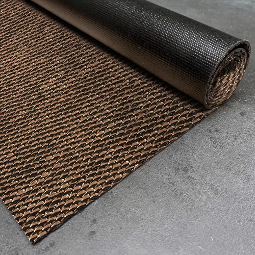 Vinyl Teppich Premium Qualität Innen und Außen Hochwertig Bronze 60x200 cm | Rutschfest abwaschbar wasserfest extra flach PVC Teppich für Küche Läufer Wohnzimmer Outdoor Flur Terrasse Bad STORESDECO