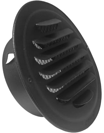 JSIXASO Grille d'aération 150mm en Acier Inoxydable Rond Grille de Ventilation de Tuyau d'échappement pour Ventilation des Cheminée, Cuisine, Salle de Bain (Noir-150mm/1 Pièce)