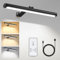 CHENBEN Lámparas de pared inalámbricas con mando a distancia,225° ajustable,4000mAh con batería,regulable/temporizador,17.12inch Lámparas de aluminio para cuadros/marcos/pósters,Negro