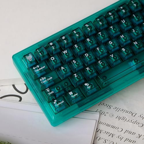 114 Keys Transparent Keycaps PC Cherry Profile Green Keycap Set Fit for Cherry Mx Switches Mechanical Keyboard