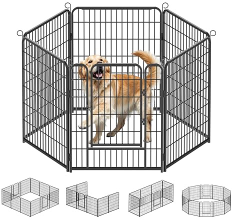 Kuro sagol Welpenauslauf 80cm hoch - Gehege mit automatischer Verriegelung - Ideal für Hunde, Katzen, Kaninchen - Perfekt für den Garten und die Spielzone im Freien - 6tlg