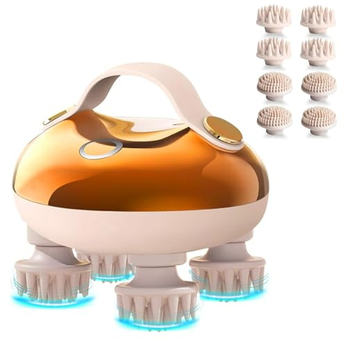 Zjyufy Elektrisches Kopfhautmassagegerät, tragbares wasserdichtes Kopfmassagegerät Kopfhaut, USB wiederaufladbares Haarwachstumsmassagegerät Werkzeug Silikon Kopfhaut Massagegerät Tiefe für Haare,