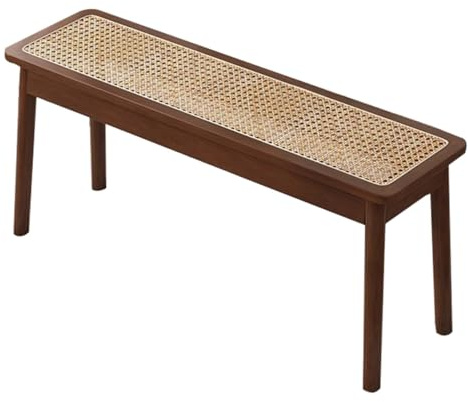Mid Century Entryway Bench with Rounded Corner Robust Wood Construction Versatile Bedroom Foyer or Dining Bench (Walnut)