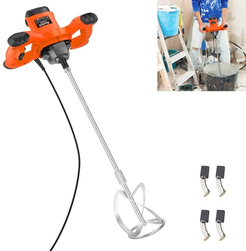2600W Rührwerk Mörtelrührer 230V, 6 Geschwindigkeits-Elektrischer Handrührgeräte, M14-Gewinde, Betonrührer Rührer für Mörte, 0-1700 U/min, Orange
