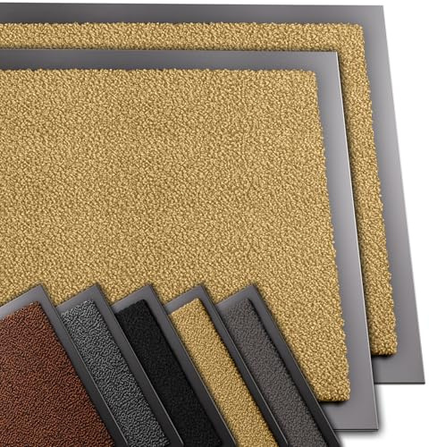 VOUNOT 2er-Set Hochwertige Fußmatte Innen und Außen, Schmutzfangmatte rutschfest,waschbar & wetterfest, Fussmatte für Eingangsbereich & Aussenbereich, Läufer Flur dünn 40x60cm, Beige