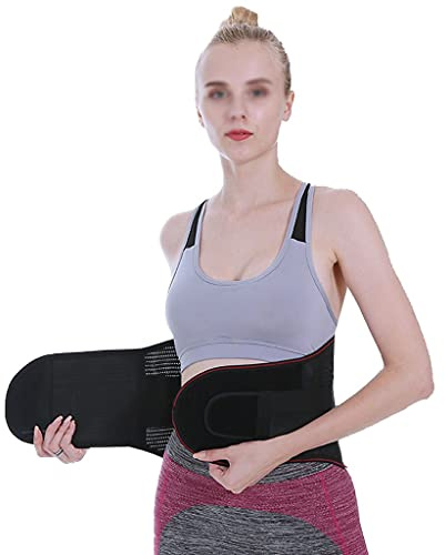 OAQZGBVK Back Brace for Men and Women Lower Back Support Belt Dual Adjustable Compression Waist Straps for Herniated Disc and Sciatica Pain Relief (Color : Black Size : X-Large) (Gray X) (Black X)