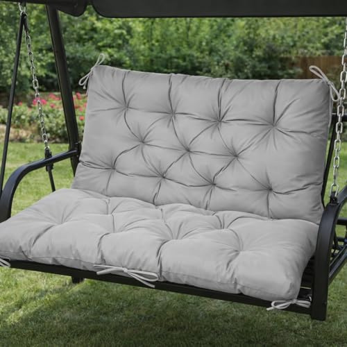 WildFun 2/3/4 Seater Bench Cushion, Pallet Cushions Outdoor Garden Chair Cushion with Ties Waterproof Anti-slip & UV Resistant Fabric for Indoor Outdoor Yard Garden (Light Green, 100 * 100 * 10CM)
