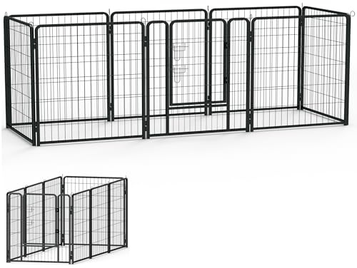 XMTECH Welpenlaufstall 8 Gitter 80x80 cm, Metall Freilaufgehege mit Tür | Faltbarer Laufstall mit Metallrahmen, flexibel aufstellbar, wetterfeste Beschichtung und sicherer Auslauf für Haustiere