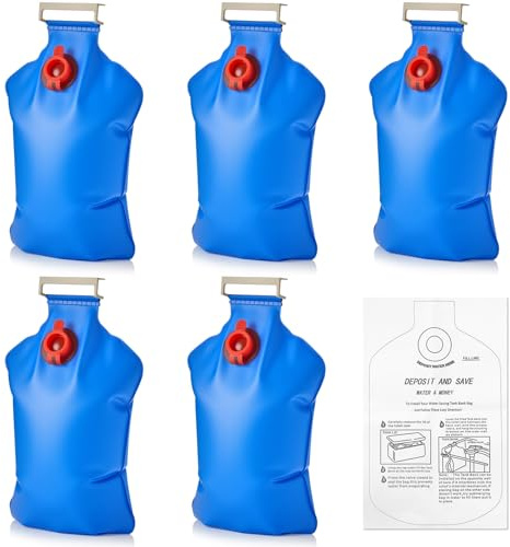 Honeydak 6 Pack Toilet Tank Insert, Water-saving Device, 2.3l Blue Toilet | Flush Reducer Alternative to Bricks Bottles, Fits Older Inefficient Toilets, Bathroom Savers, Easy Install Handle Hook