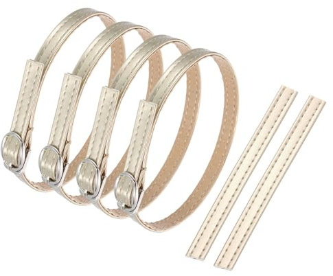 sourcing map Correa de tobillo de repuesto para tacones, correa desmontable de piel sintética para zapatos, Gold, 0.8cm