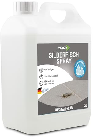 INSIGO Silberfisch Abwehr für Wohnung und Möbel 2L - Abwehrspray für Silberfische mit Sofortschutz - Silberfischmittel hochwirksam & laborgeprüft