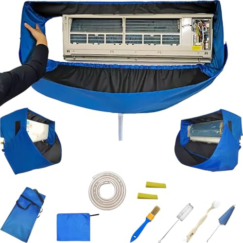 Runspich Kit Bâche Nettoyage Climatisation mini split, Couverture Complète Housse de Protection Étanche pour Nettoyage Clim Mural Maison (Grande taille)