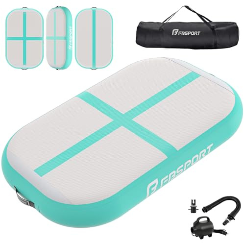 FBSPORT Airtrack Matte, 10/20cm Hoch Verdicken 60CM Tumbling Matte,Gymnastikmatte mit Luftpumpe,Trainingsmatte mit Tragetasche,Turnmatte für Zuhause, Outdoor,Yoga, Übungsgymnastik
