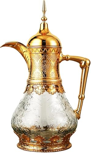 Tetera marroquí árabe 1.6l, tetera de aislamiento térmico 24 h, con tapa y mango de plástico, adecuado para té de la tarde familiar, accesorios de mesa, plata